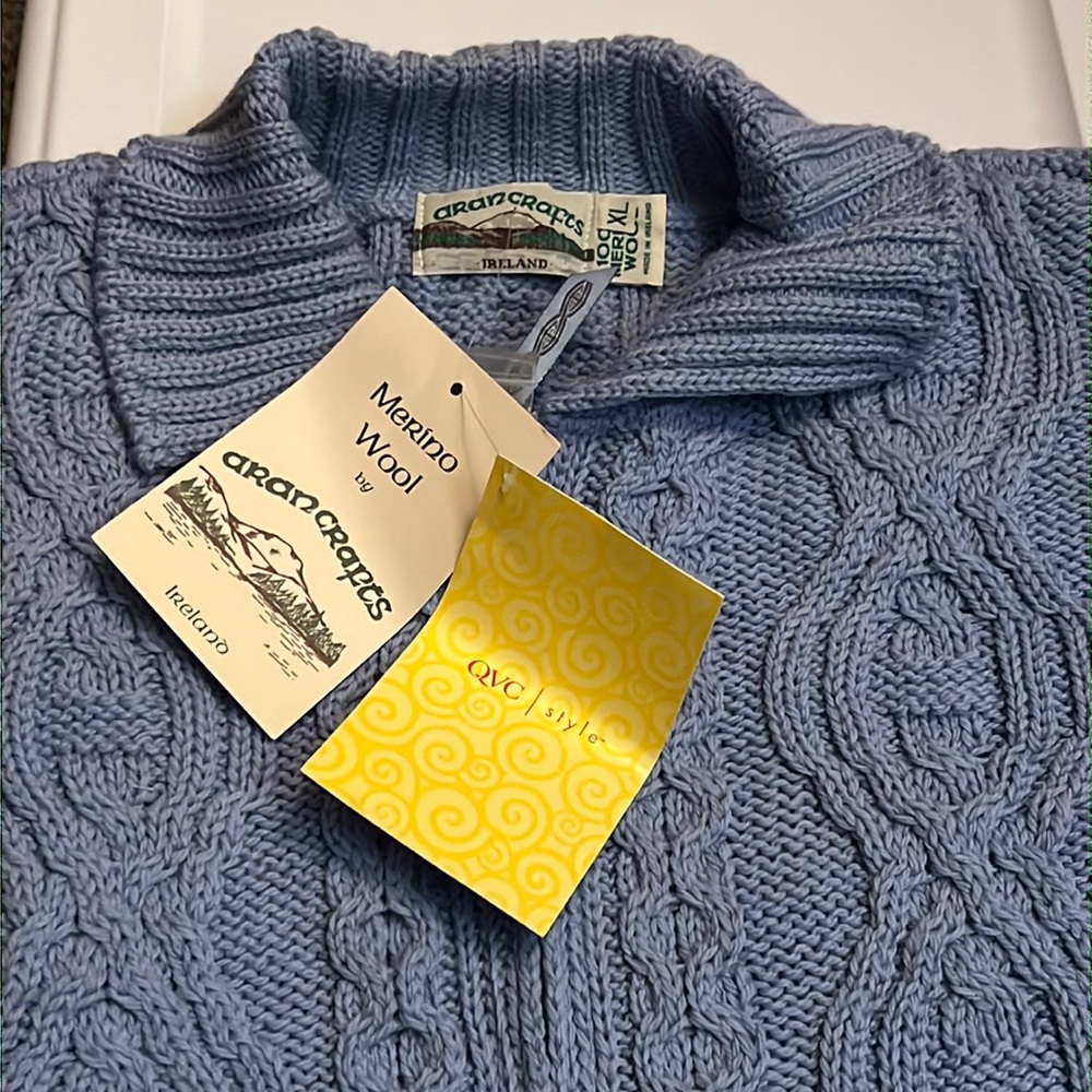 Aran Crafts Sweaters Ireland Womens XL Merino Wool Cable Knit Zip Cardigan